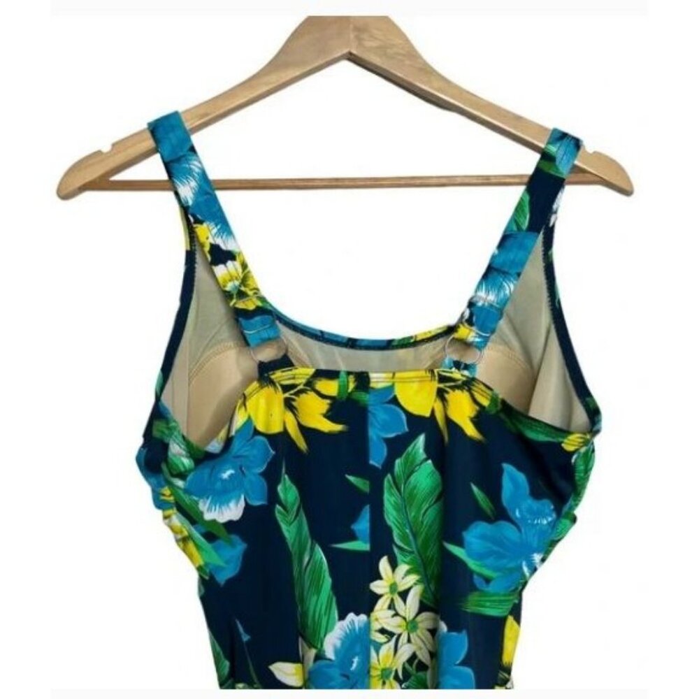 Swim365 Hawaiian Tropical Flower Floral One Piece Tank Swimsuit Modest 14W - Picture 4 of 10